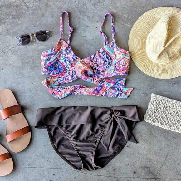 Seafolly Australia Badmode Kashmir Bralette Bikini Swimsuit size 8/10 - Picture 1 of 13